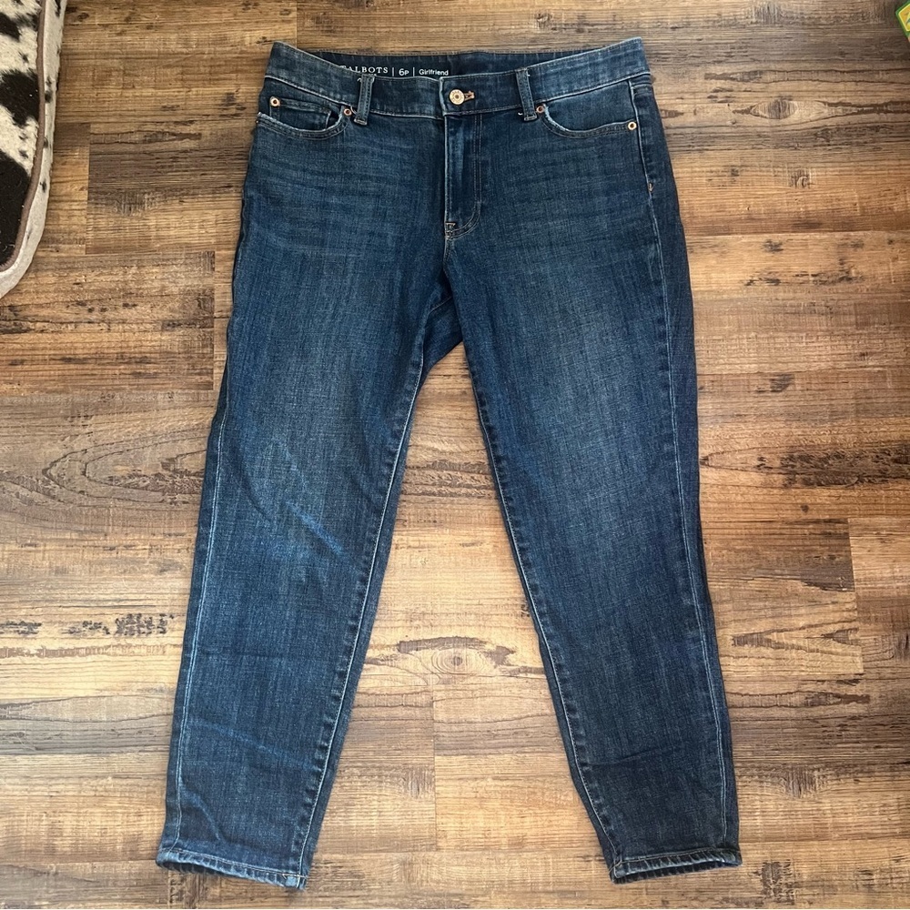 Talbots Womens Flawless Denim Girlfriend Jeans Petite Size 6P Blue Casual